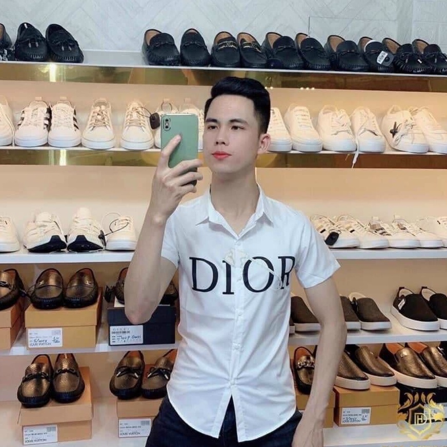 Áo sơ mi nam trắng tay ngắn LV kiểu đẹp in họa tiết mẫu mới nhất vải mềm mịn mặc mát cao cấp VBSHOP
