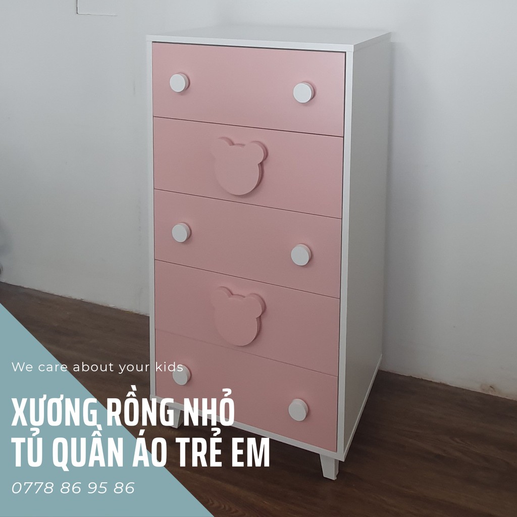 Tủ quần áo 5 ngăn kéo xinh xắn cho bé gái