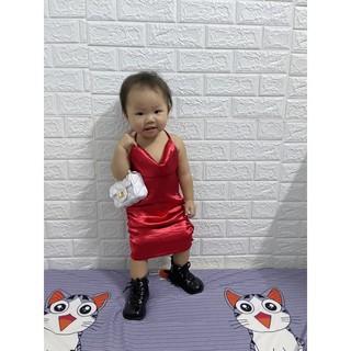 Đầm Bé Gái Cổ Đỗ Đủ Size Từ 1 đến 8 tuổi [⚡ẢNH THẬT⚡] Chất Lụa Satin Cao Cấp Hàng Thiết Kế Shop MS51 Minmi Baby Kid