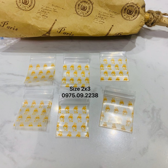 100 túi zip gấu vàng size 3x4cm