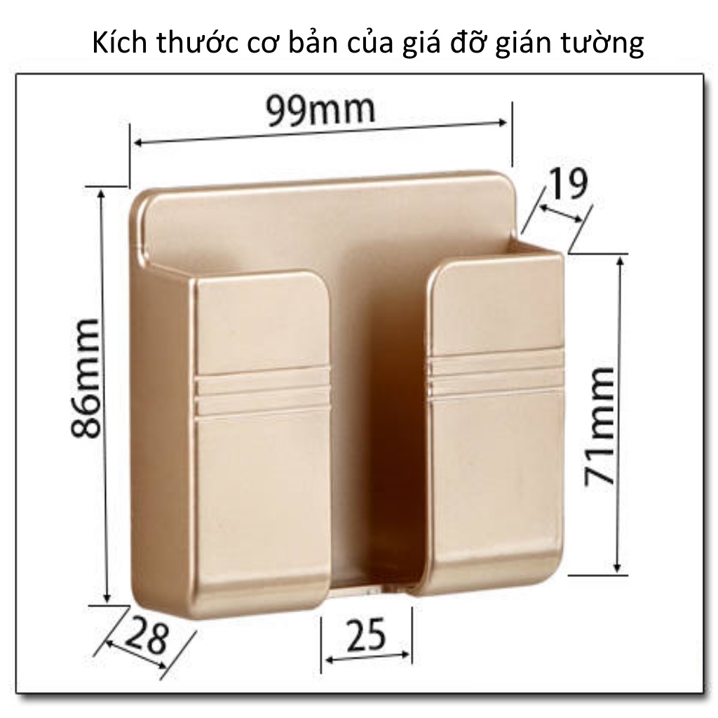 Giá đỡ điện thoại dán tường, kệ để remote, dây sạc, đồ dùng - KYWI SHOP