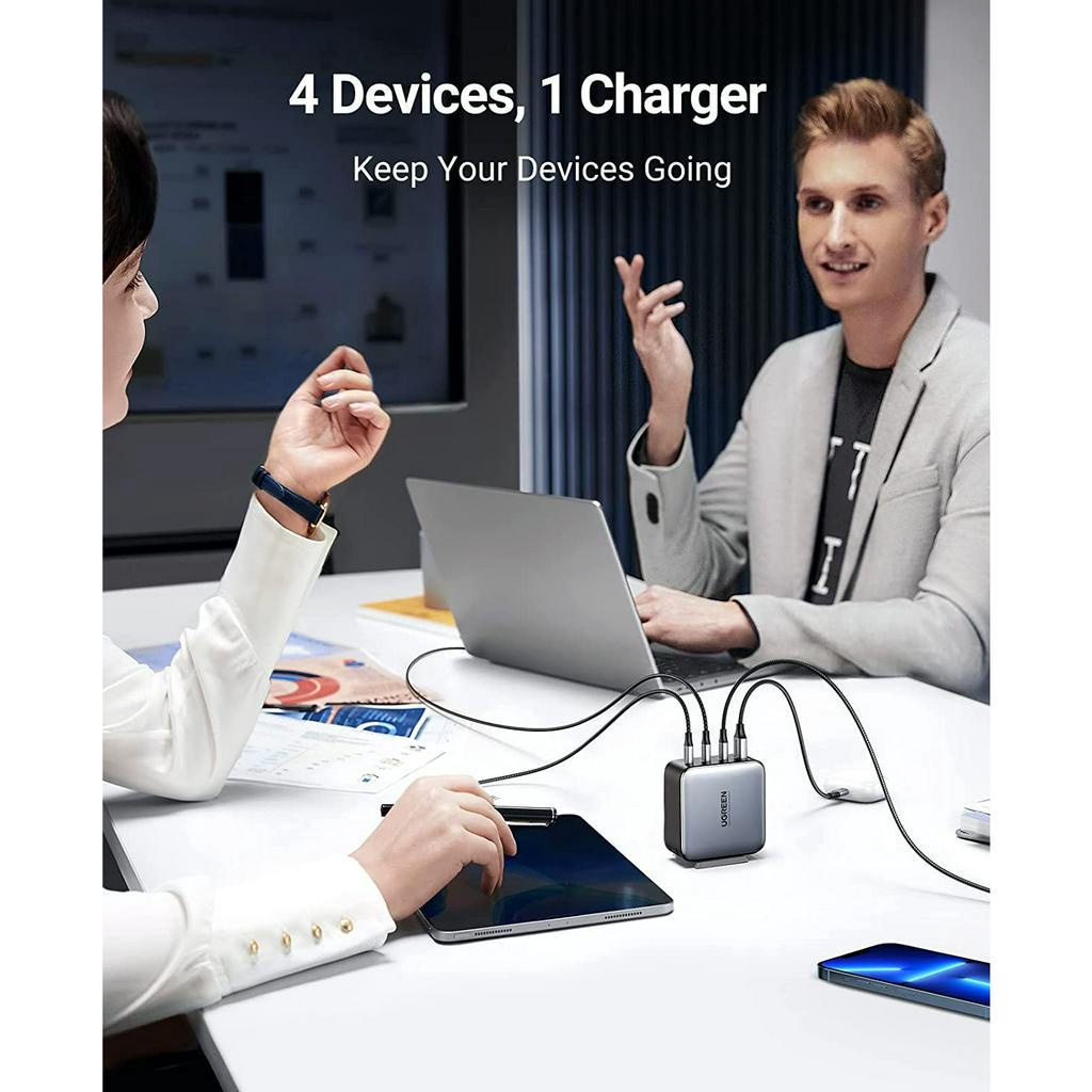 Củ sạc nhanh 100W GaN Nexode Ugreen 40737 Chính Hãng CD226 ( 4 cổng,3 USB Type-C và 1 USB Type-A Hỗ trợ QC4+PD3.0 )