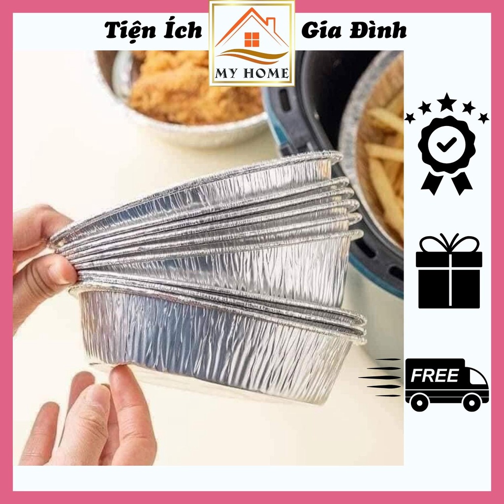 Set 10 Khay Bạc Lót Nồi Chiên Không Dầu, Khay Bạc Lót Chống Dính Nồi, Kích Thước 18X4.5Cm