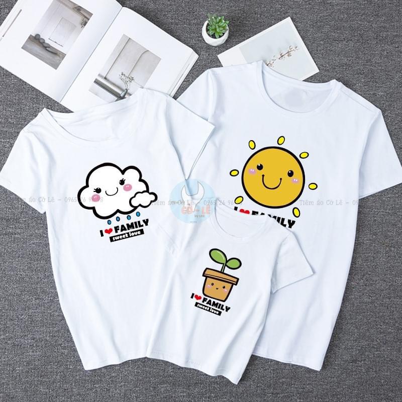 Áo Phông Gia Đình, Áo Thun Đồng phục Gia Đình In hình Dễ Thương Không Bong Tróc Chất Cotton