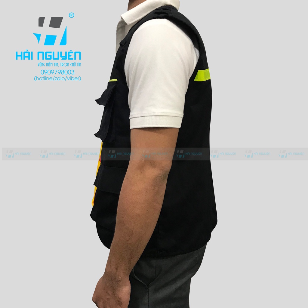 Áo ghile cơ động dành cho bảo vệ có phản quang trước sau