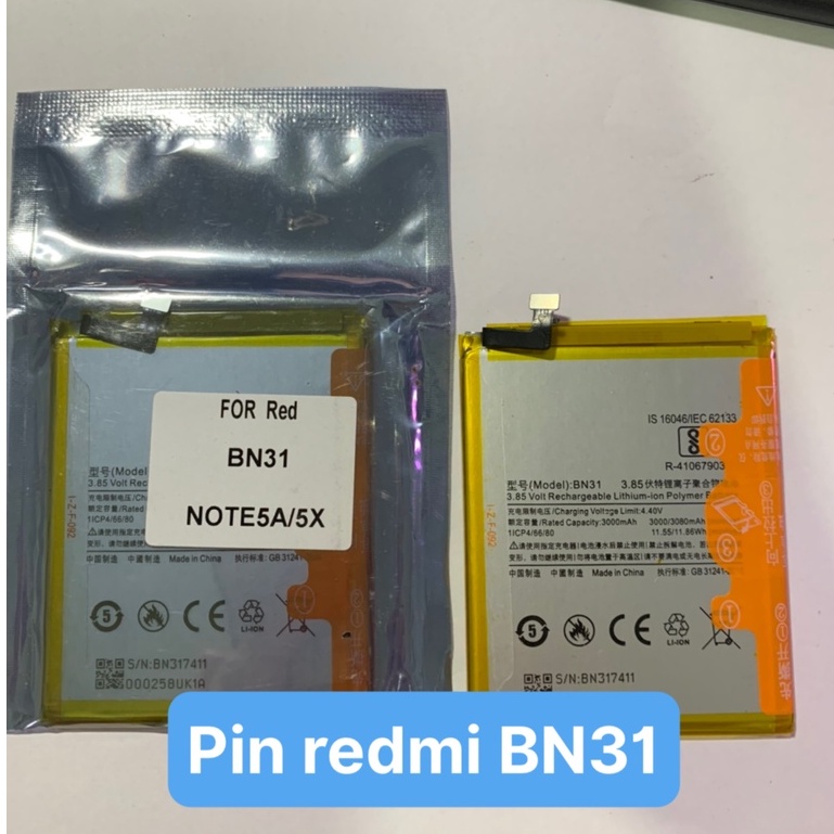 Pin chính hãng Xiaomi BN31 / MiA1 / MI5X / Redmi note 5a / note 5a prime - 3080mAh / Có bảo hành