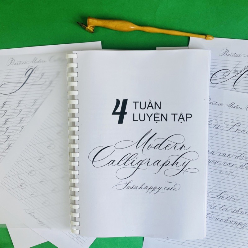 Workbook 4 Tuần Luyện Tập Modern Calligraphy Ngòi Nhỏ, Tập Viết Calligraphy Có Lộ Trình Hàng Ngày