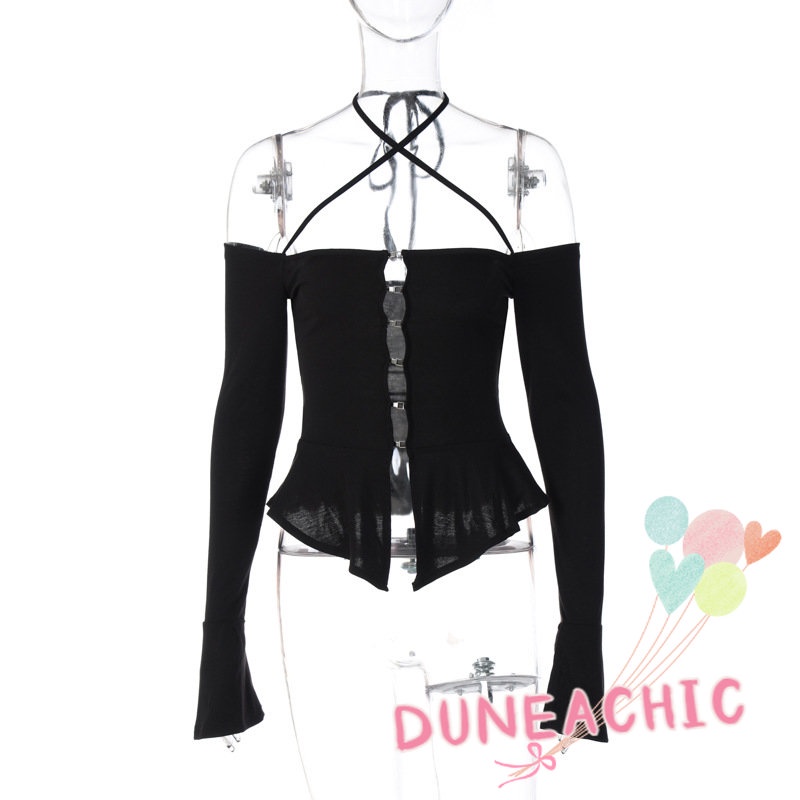 DUNEA Áo kiểu tay dài hở vai quyến rũ cho nữ