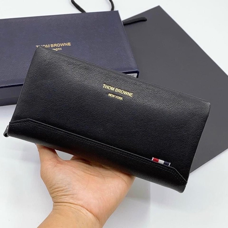 TNS-Clutch cầm tay unisex da thật cao cấp nhiều ngăn Thom clutch-màu đen classic