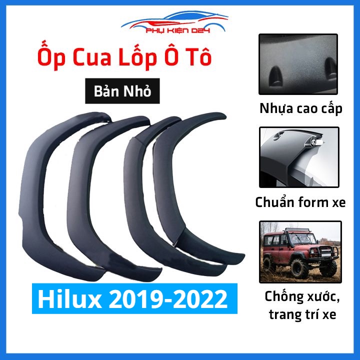 Bộ ốp cua lốp xe ô tô Hilux 2019-2020-2021-2022 bản nhỏ trang trí bảo vệ lốp xe