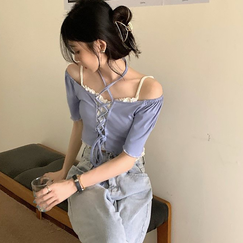 Áo hai dây/ Áo kiểu IELGY tay ngắn dáng ôm phong cách thời trang cho nữ