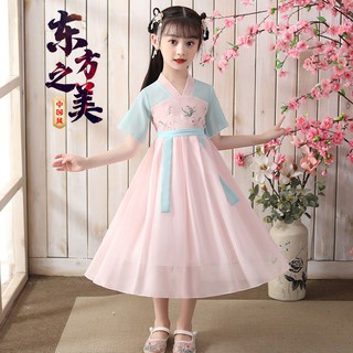 Đầm Hán phục phong cách Trung Hoa dễ thương cho bé gái 7 tuổi