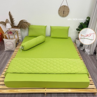 (Mẫu Trơn Xanh Cốm) Ga Chống Thấm PT Lụa Organic Siêu Mềm Mượt Mát Mịn Cho Bé