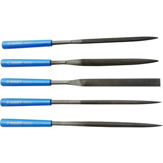 Bộ giũa 5 cây mo tròn tam giác dẹp trung dẹp mịn 180mm c-mart e0015
