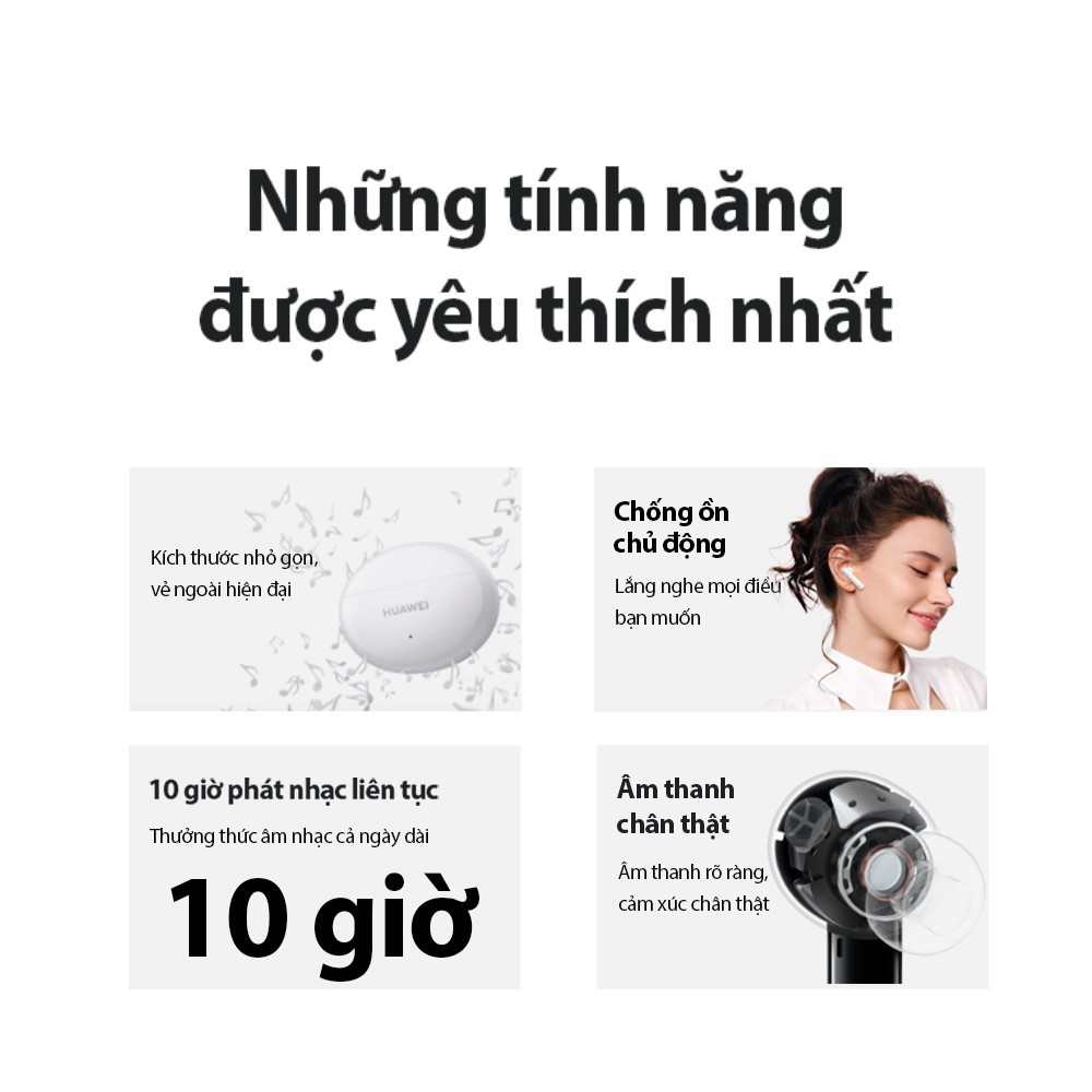 [Mã ELMALL300K giảm 5% đơn 500K] Tai Nghe Không Dây Huawei FreeBuds 4i | Chống Ồn Chủ Động | 10 Giờ Phát Nhạc