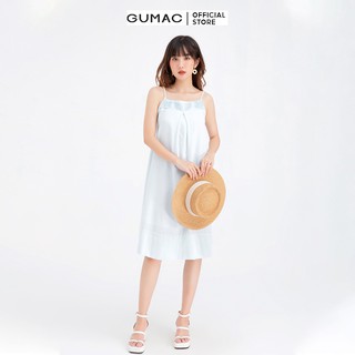 Đầm suông nữ 2 dây xếp ly GUMAC DB676