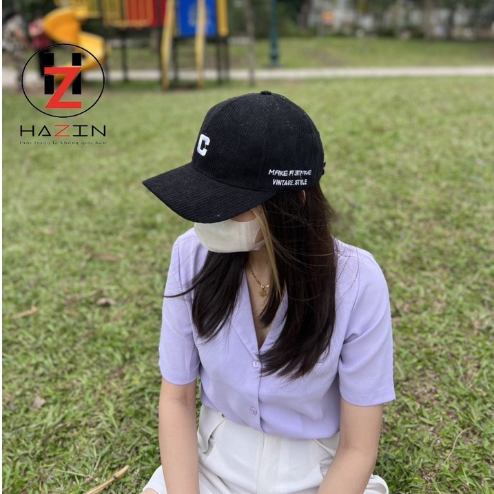 Mũ lưỡi trai HAZIN HZMLTC thêu chữ C ulzzang unisex phù hợp cho cả nam và nữ nhiều màu