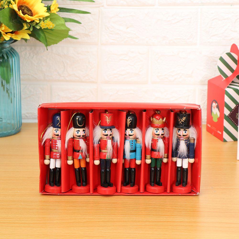 Bộ 1 / 6 Mặt Gỗ Hình Người Lính Trang Trí Cây Thông Noel