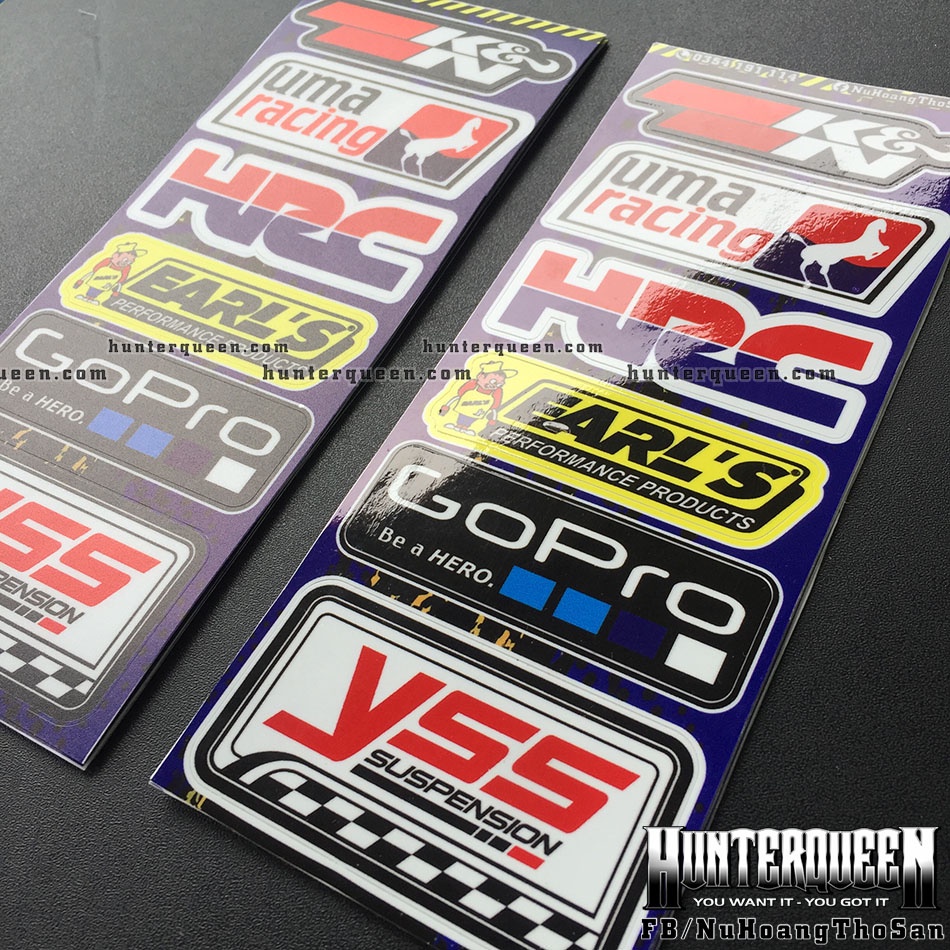 Set 6 logo RAcing BÓNG / NHÁM. Decal sticker hình dán cao cấp chống nước không bay màu