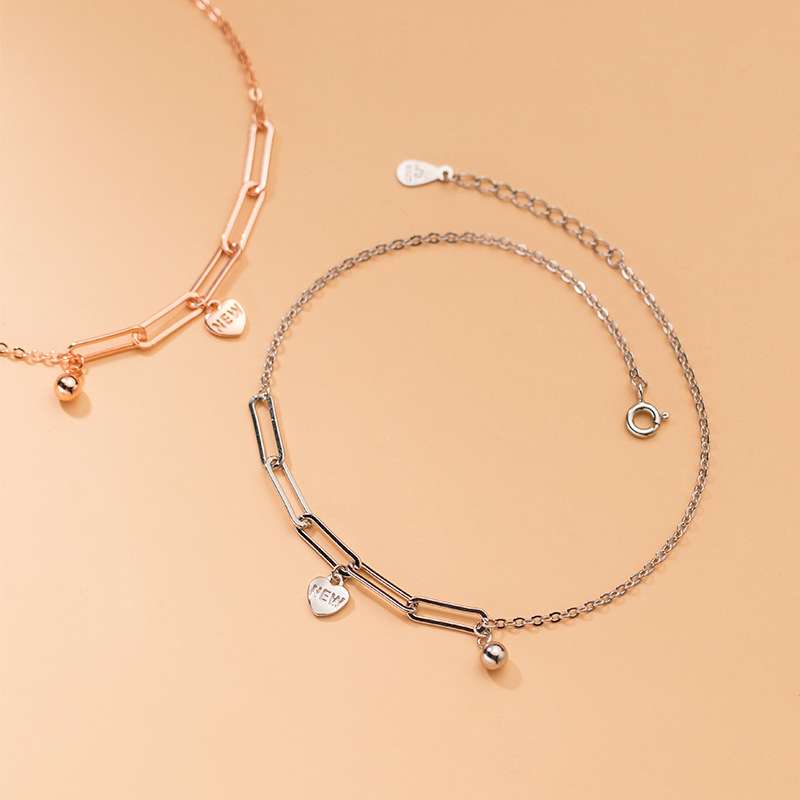 Lắc Chân Mạ Bạc 925 Hình Trái Tim Và Chữ Đơn Giản Phong Cách Hàn Quốc | BigBuy360 - bigbuy360.vn