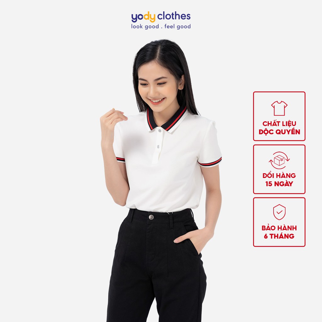 Áo thun polo nữ YODY mắt chim ngắn tay cổ bẻ phối bo vải thoáng mát hút ấm tốt APN3706 | BigBuy360 - bigbuy360.vn