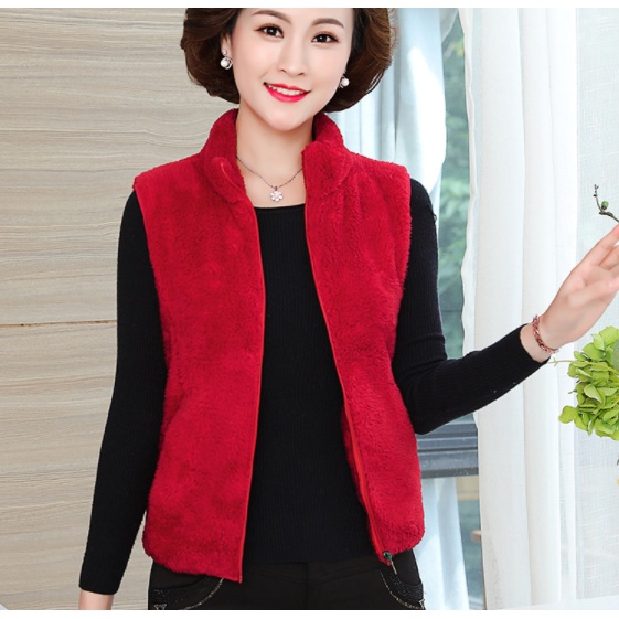 Áo Vest Nhung Lông Cừu Phong Cách Phương Tây Thời Trang Xuân Thu Mới Cho Nữ Trung Niên - Áo ghile lông cừu cho phụ nữ