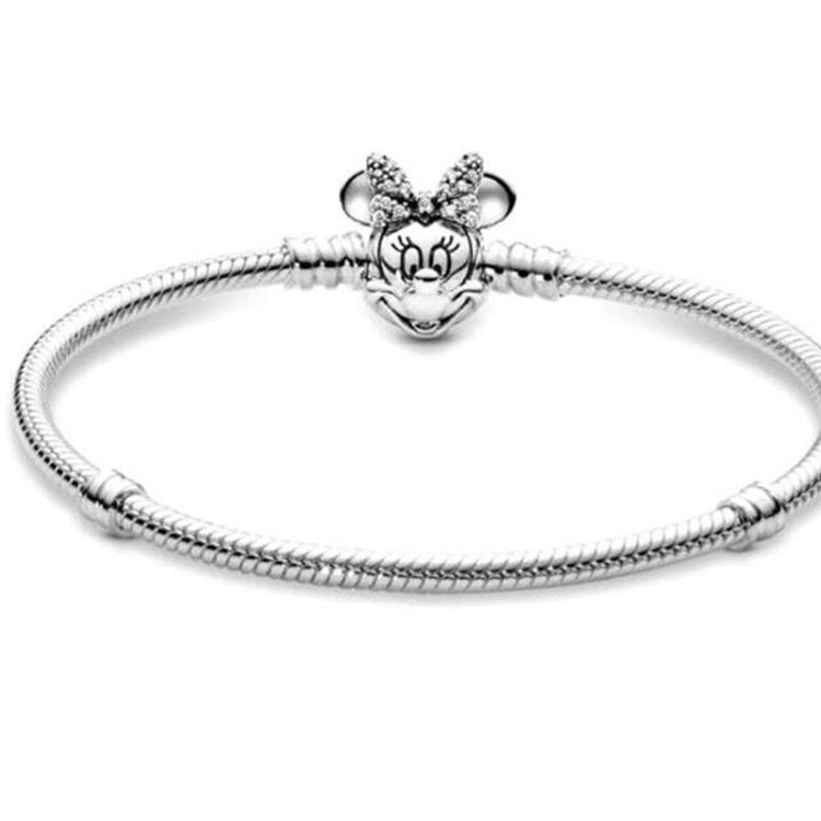 Dây Chuyền Mạ Bạc 925 Mặt Hình Chuột Minnie Lấp Lánh