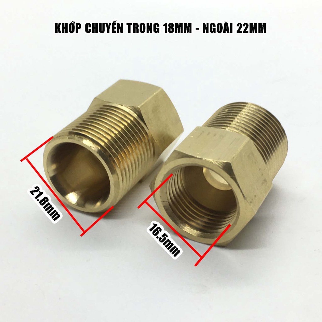 Khớp chuyển ngoài 22mm sang ren trong 18mm phụ kiện máy rửa xe Minh Vy