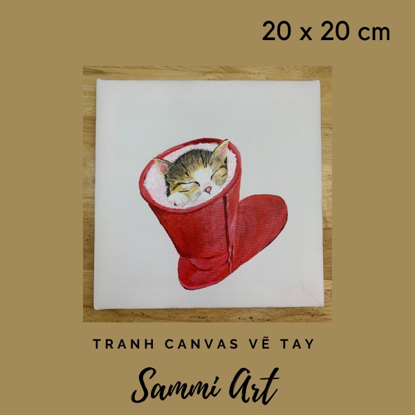 Tranh canvas các loại động vật - cỡ 20x20cm