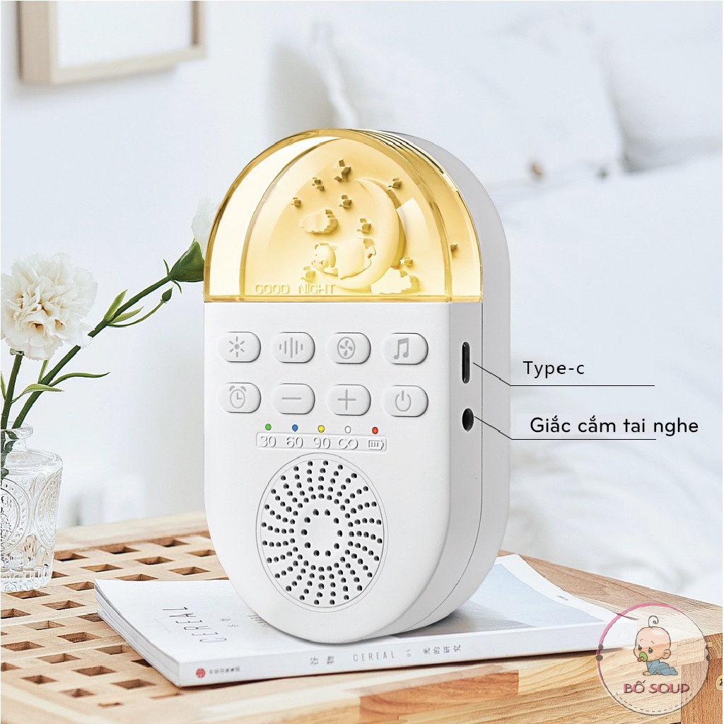 Máy Nghe Tiếng Ồn Trắng (máy white noise tạo tiếng ru giúp bé ngủ ngon, sâu giấc) Shop Bố Soup