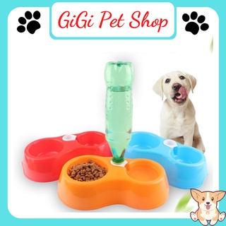 Chén bát đôi khay đựng thức ăn nước uống cho chó mèo (không kèm bình nước) nhựa dẻo phụ kiện thú cưng - GiGi Pet Shop
