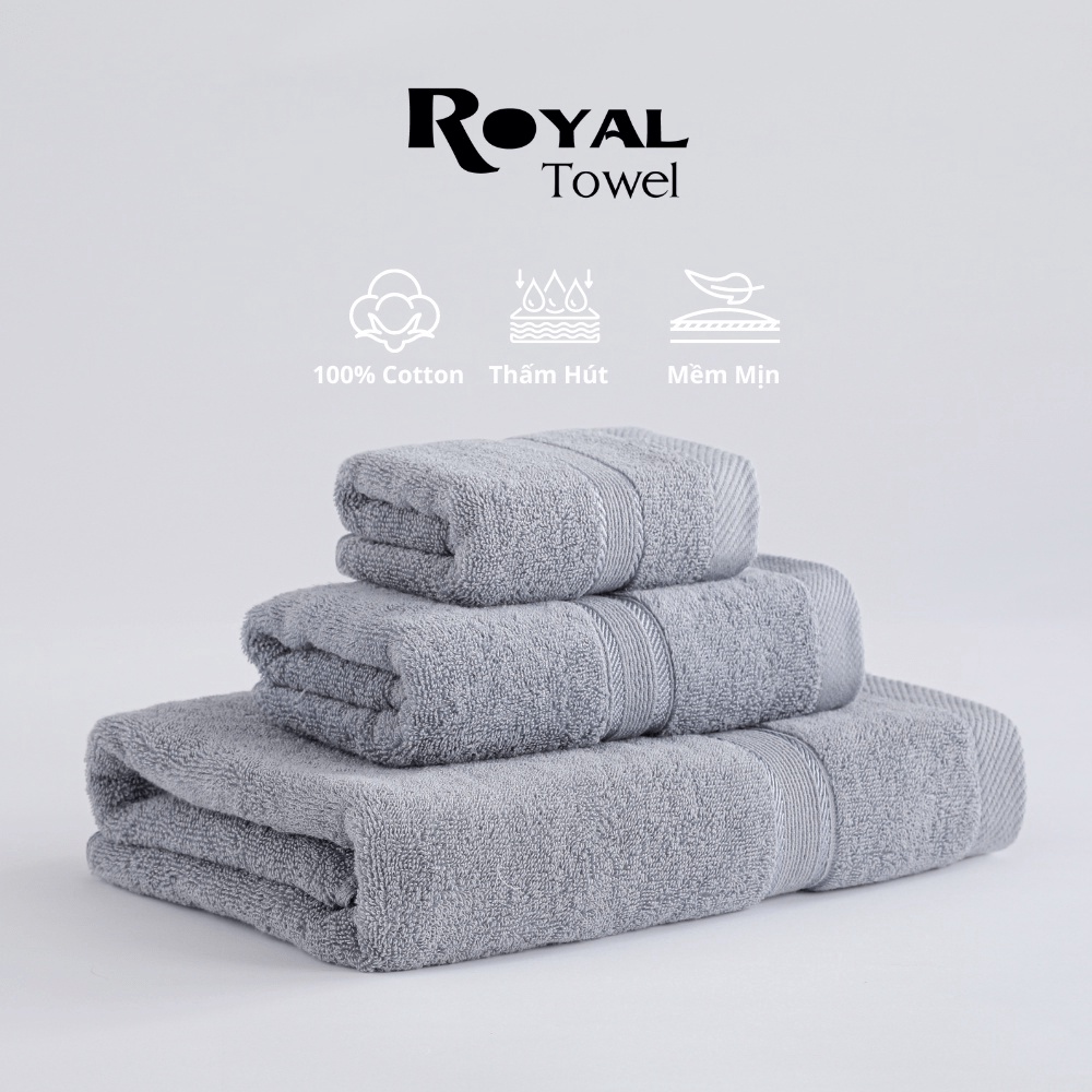 Khăn Tắm, Khăn Gội Đầu, Khăn Lau Mặt ROYAL TOWEL 100% Cotton Mềm Mại, Thấm Hút, Kháng Khuẩn