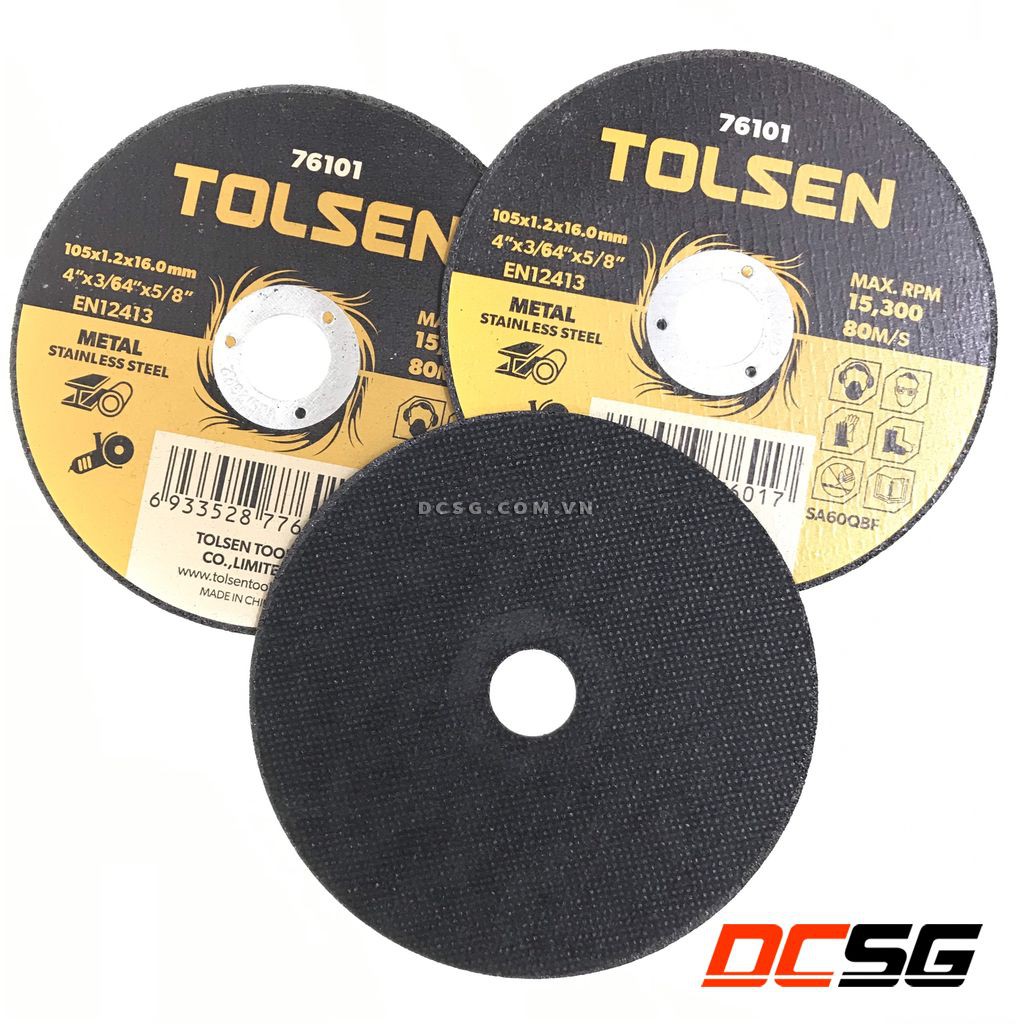 Đĩa cắt sắt &amp; Inox mỏng 105mm Tolsen 76101