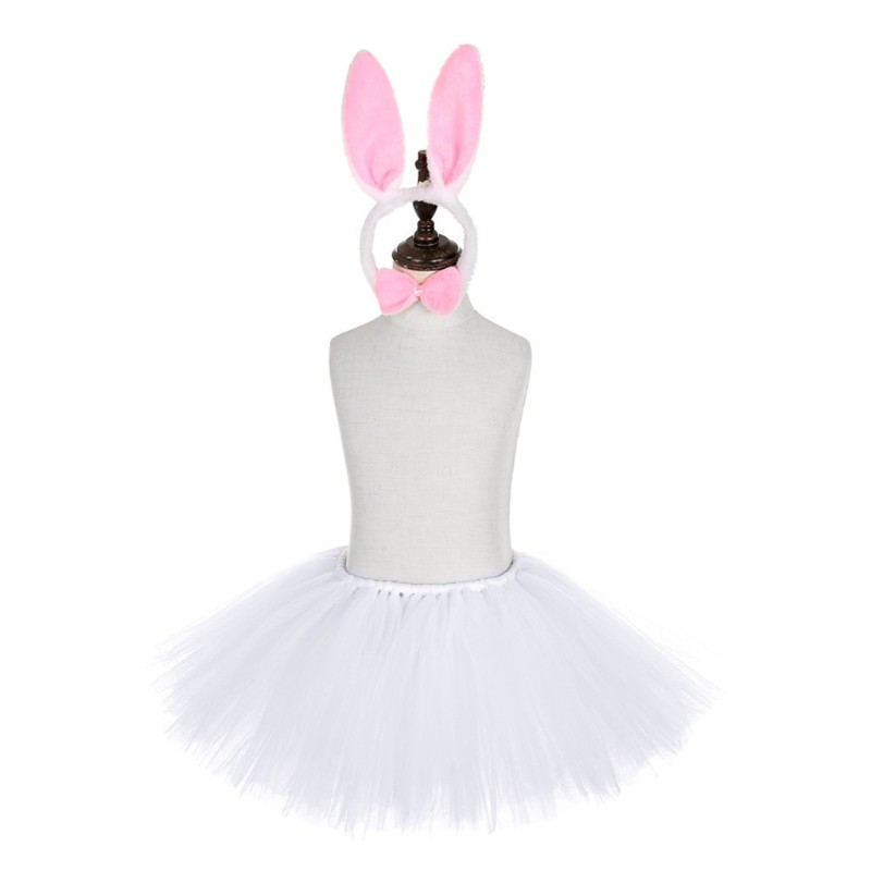 Kids Girls Easter Bunny Costume Set Tutu Skirt Rabbit Ears Headband Tail Bow Tie