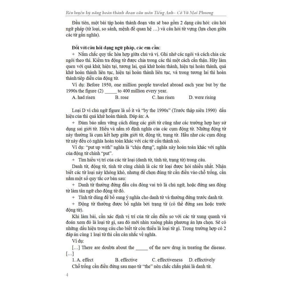 Sách - Rèn Luyện Kỹ Năng Hoàn Thành Đoạn Văn Môn Tiếng Anh Có Giải Chi Tiết - Vũ Thị Mai Phương - KV
