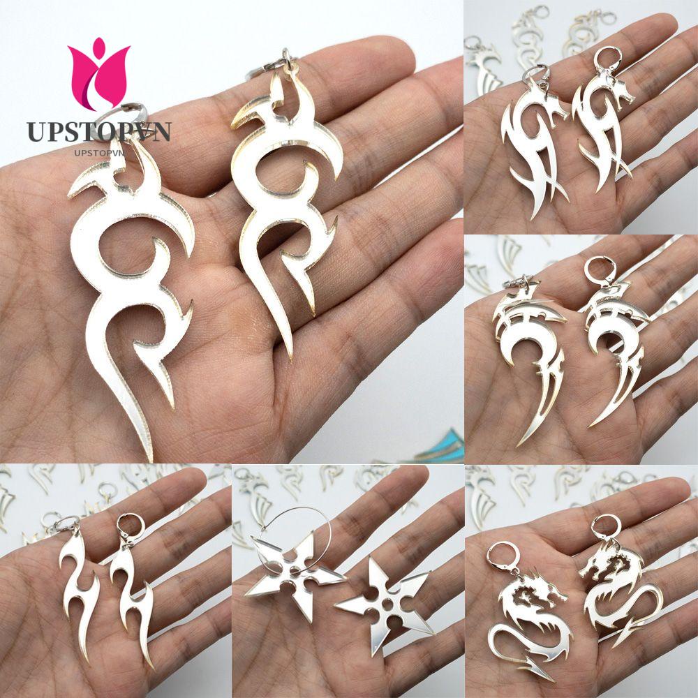 UPSTOP 1 Pair Women Men Totem Flame Dragon Pattern Acrylic Earrings/Multicolor