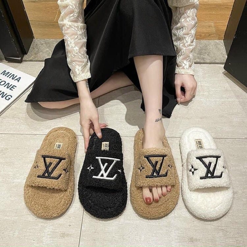 Dép lông mùa đông chữ V siêu ấm