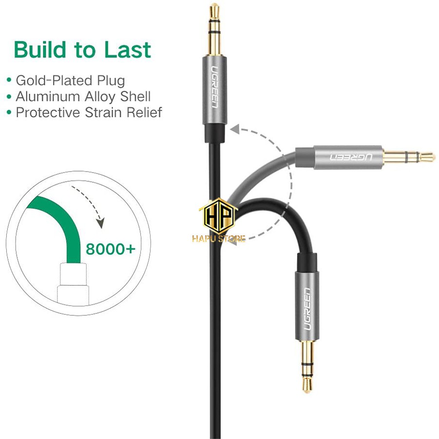 Cáp Audio 2 đầu 3.5mm AUX Ugreen 10733 dài 1m chính hãng - Hapustore