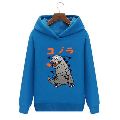 Áo hoodie nam nữ màu xanh in hình khủng long dễ thương dưới 65kg mặc vừa | BigBuy360 - bigbuy360.vn
