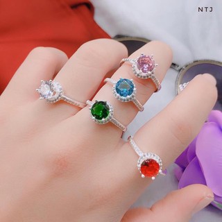 NHẪN NỮ MẶT ĐÁ TRÒN ĐỦ MÀU - NHẪN NỮ BẠC TA ĐỦ SIZE