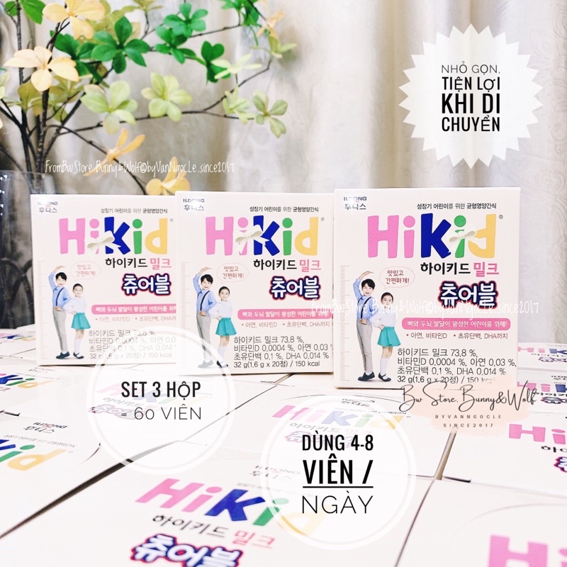 Sữa Hikid Dạng Viên Hộp 60 viên cho bé từ 3-12y - Hàn Quốc