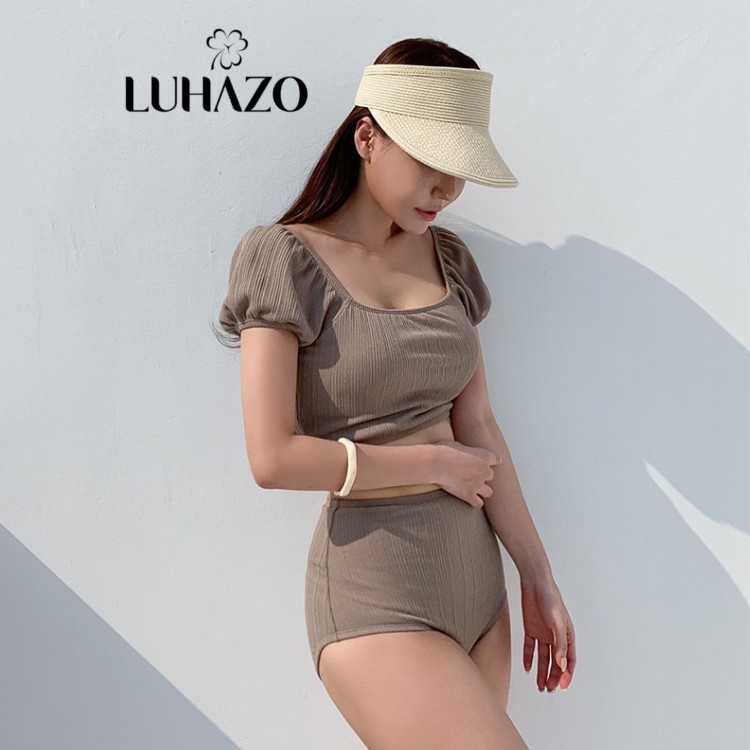 Bikini 2 mảnh kín đáo LUHAZO đồ bơi đi biển bigsize liền thân sexy Hàn Quốc cạp cao nâng ngực 2567 DK4T102