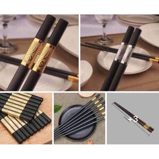 [ComBo] 10 Đôi Đũa Hợp Kim Mạ Vàng Chống Mốc .ĐT.Lv