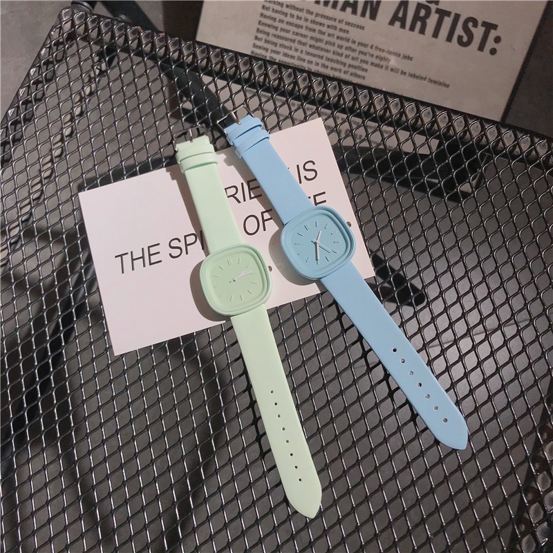 Đồng Hồ Đeo Tay Máy Quartz Mặt Vuông Dây Da Thời Trang Cho Nữ