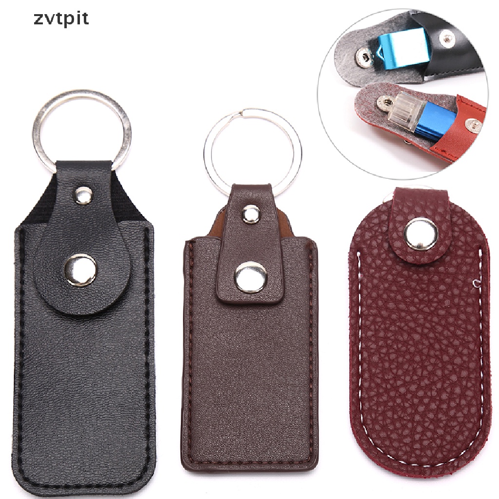 [ZVPT] USB Case Protective Bag Portable Pocket Leather Key Ring for Usb Flash Drive DSF