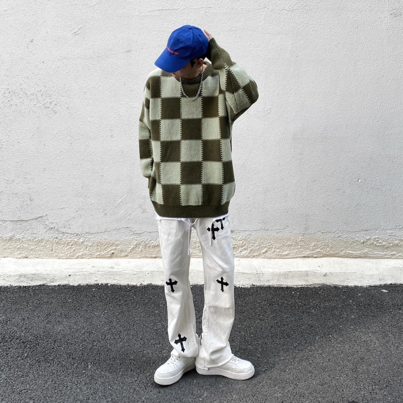 [SẴN] Áo len hoạ tiết caro to unisex | BigBuy360 - bigbuy360.vn