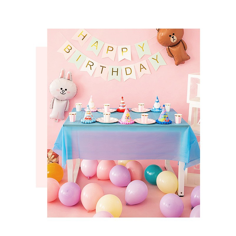 Khăn trải bàn Trang trí bàn tiệc sinh nhật, khăn bàn nilon kích thước 1m3x1m8 đủ màu lựa chọn