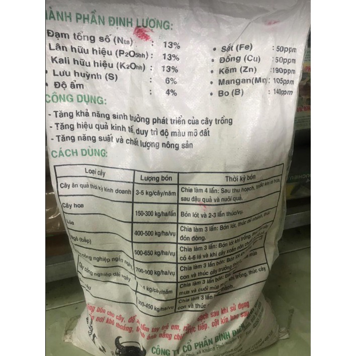 Phân NPK đầu trâu 13-13-13 + TE (1kg)