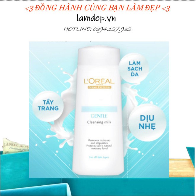 Sữa Tẩy Trang L'Oreal Paris Dermo Expertise Gentle Cleansing Milk 200ml Hàng Chính Hãng