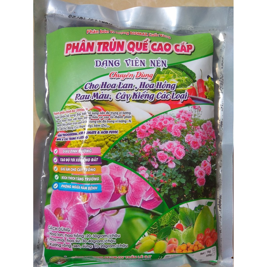 Phân bón trùn quế cao cấp dạng viên nén - gói 1 kg BIOMAX